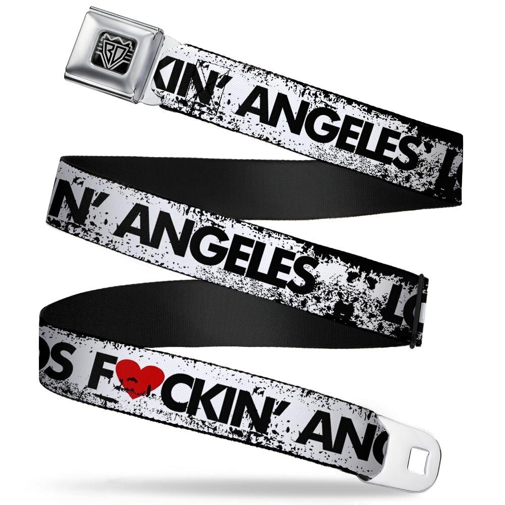 4956 Seatbelt Belt LOS F*CKIN' ANGELES Heart Weathered White/Black/Red